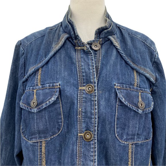Avenue Jeans Women's Medium Washed Button Front Blue Denim Jacket Size 14/16 - Picture 2 of 6